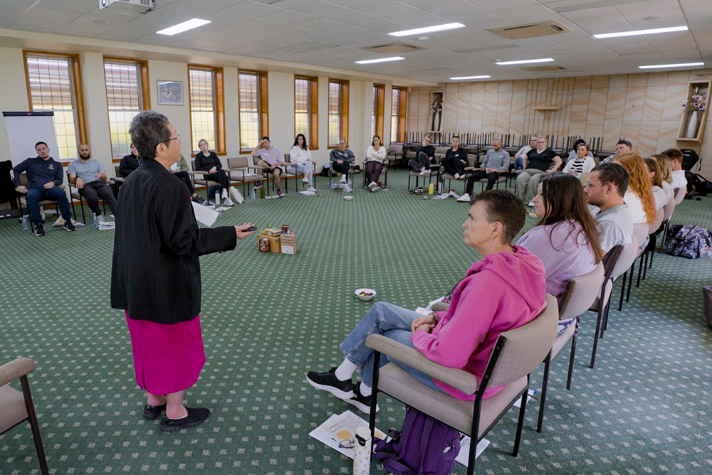 Sr. Margaret Ng of the Congregation of the Sisters of St. Joseph of the Sacred Heart of Jesus leads an awareness training session on human trafficking in Sydney, October 2025. (Courtesy of Margaret Ng)