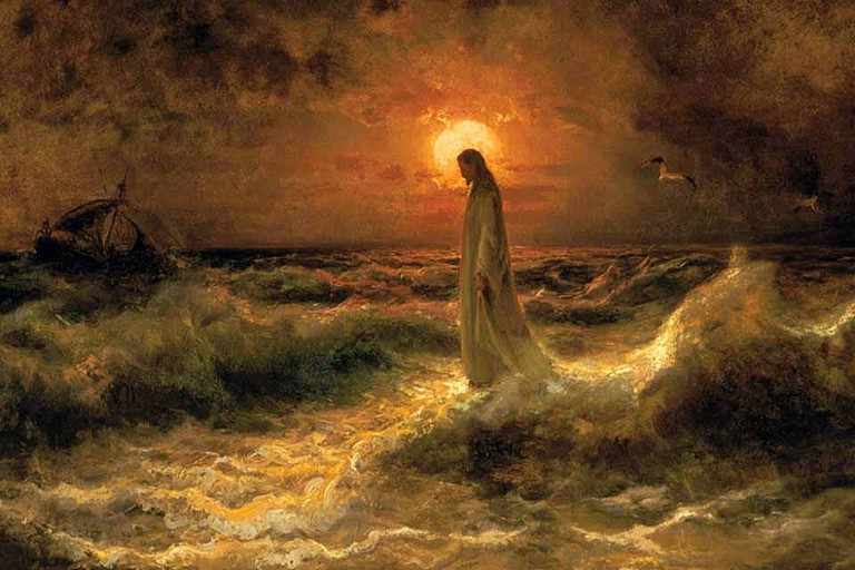 Cristo caminando sobre el agua, óleo de Julius Sergius von Klever, alrededor de 1880. (Foto: Wikimedia Commons/obra de dominio público)
