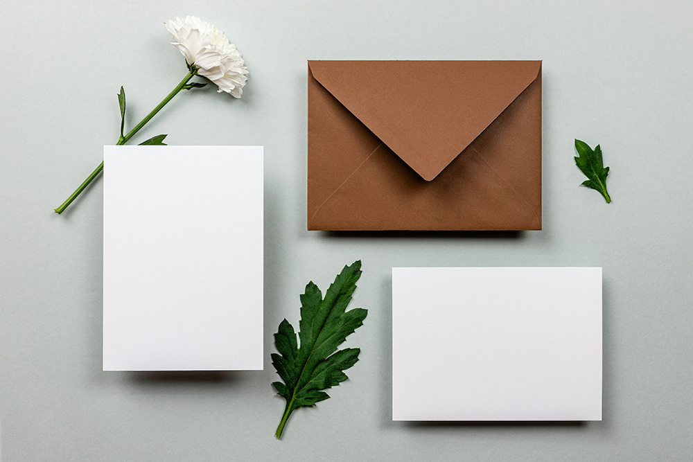 Three envelopes with a flower and two leaves (Unsplash/Razvan Dumitrasconiu)