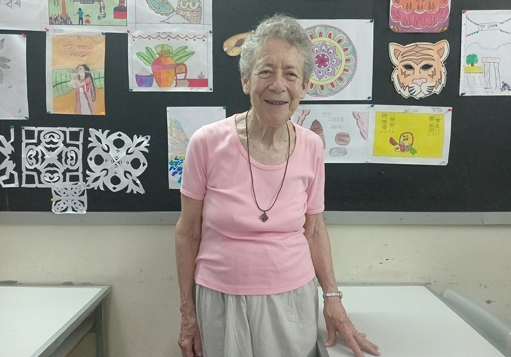 Sr. Kathleen Reiley visits Bacha English school on May 11, 2026, in Dhaka, Bangladesh. (Sumon Corraya)