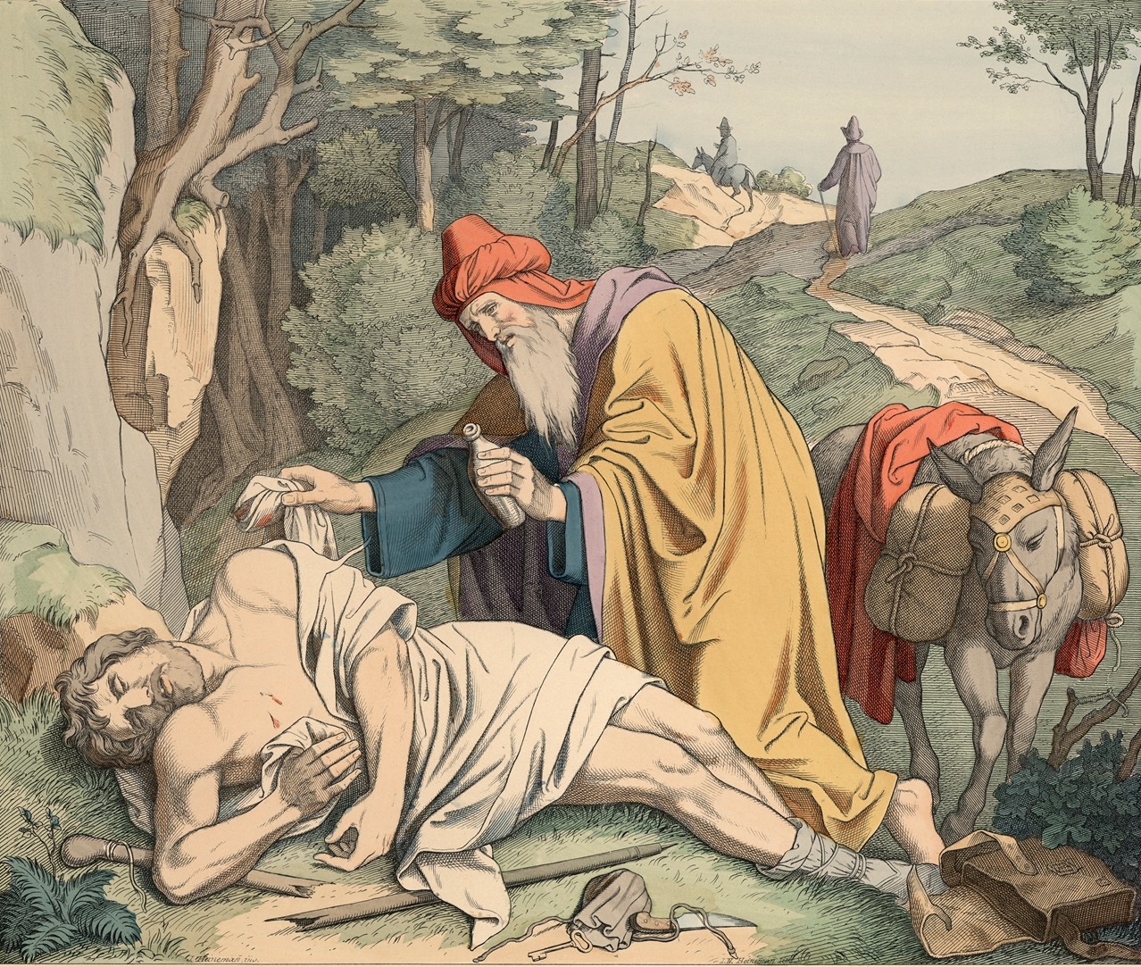 "The good Samaritan" (19th century) by Johann Nepomuk Heinemann (Artvee)