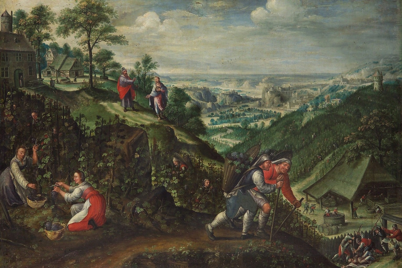 La parábola de los viñadores homicidas, óleo de Marten van Valckenborch, hacia 1580-1590. (Foto: Wikimedia Commons/obra de dominio público)