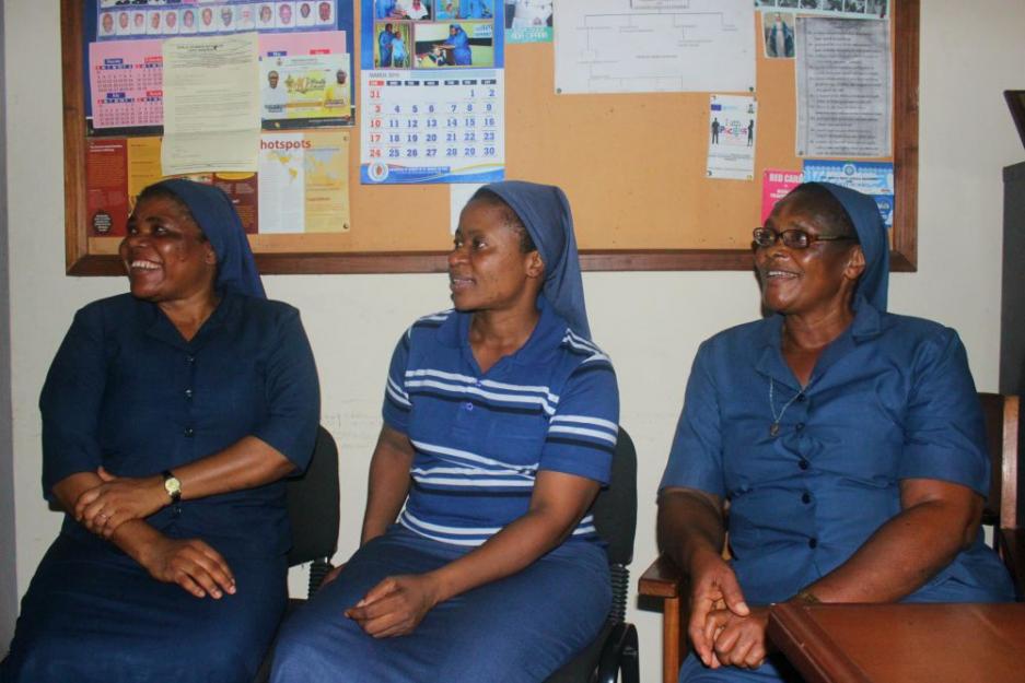 From left: Sr. Stella Agbawa, Sr. Margaret Ogbuja and Sr. Bibiana Emenaha of the Daughters of Charity of St. Vincent de Paul. 
