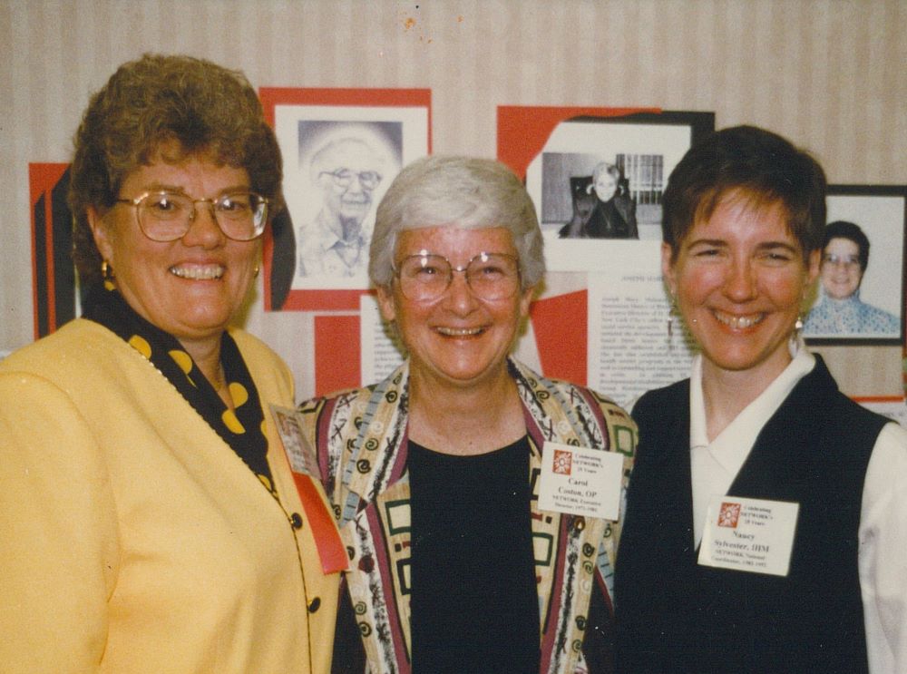 From left: Mercy Sr. Kathy Thornton, Dominican Sr. Carol Coston, and Immaculate Heart of Mary Sr. Nancy Sylvester, the first three executive directors of Network, in an undated photo (Courtesy of Network Lobby for Catholic Social Justice)