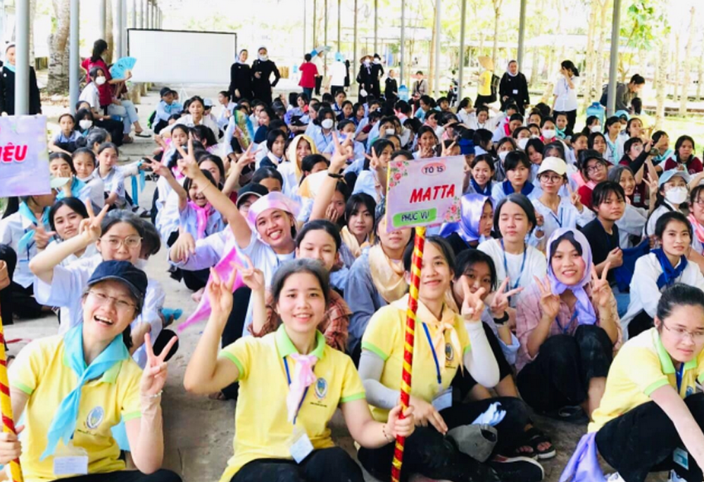 Young women who are interested in religious vocations attend a gathering held by the Daughters of Our Lady of the Visitation in the national Shrine of Our Lady of La Vang on May 15. (Joachim Pham)