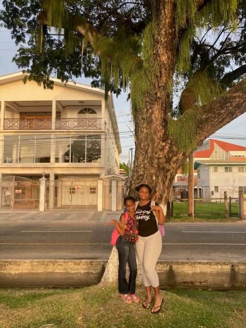 Haddie (right) and her cousin pose for a picture in Georgetown, Guyana. (Jennifer Wilson)