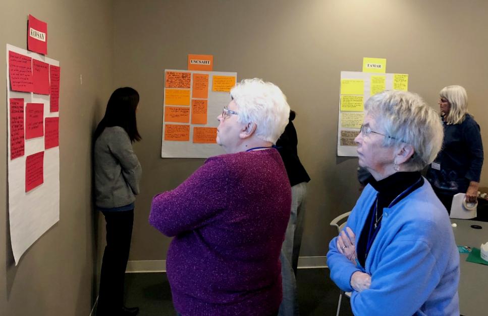 Participants wrote down their reflections following presentations by networks, then displayed them for everyone to read throughout the three days.