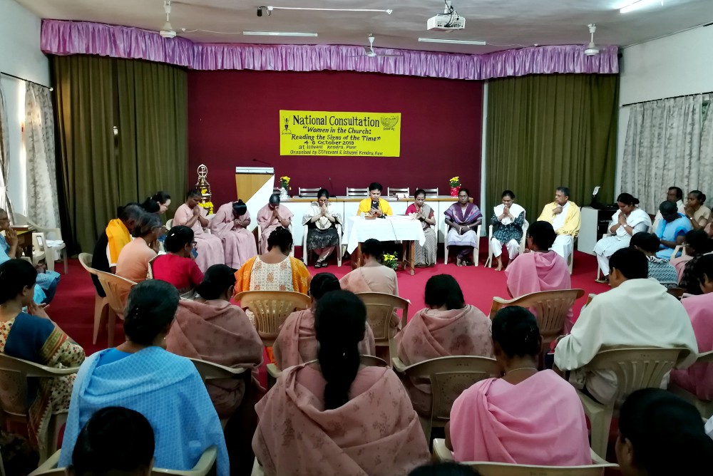 Catholic nuns attend Mass during a national consultation on "Women in the Church: Reading the Signs of the Time" earlier this month at Ishvani Kendra, Pune, western India. (Saji Thomas) Catholic nuns attend Mass during a national consultation on "Women in the Church: Reading the Signs of the Time" earlier this month at Ishvani Kendra, Pune, western India. (Saji Thomas)