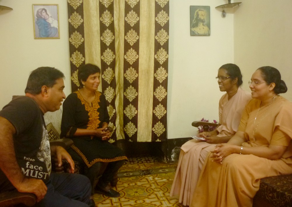 Sr. Rosy Mathew and Sr. Celine Sebastian visit the family of Mr. Coutino. (Lissy Maruthanakuzhy)