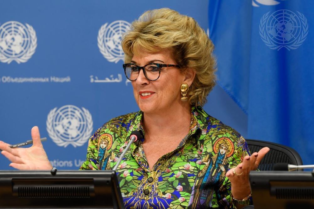 Geraldine Byrne Nason, permanent representative of Ireland to the United Nations, in September 2021 (UN photo)