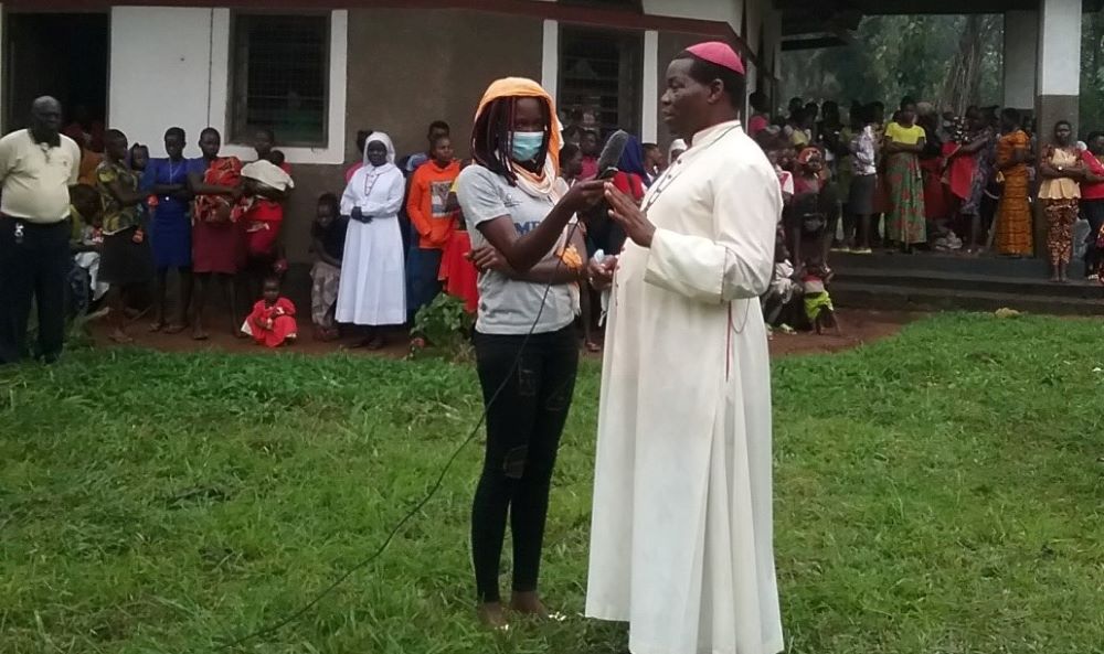 Bishop Eduardo Hiiboro Kussala of the Diocese of Tombura-Yambio, South Sudan, opens a workshop designed to empower girls June 4. (Courtesy of Scholasticah Nganda)