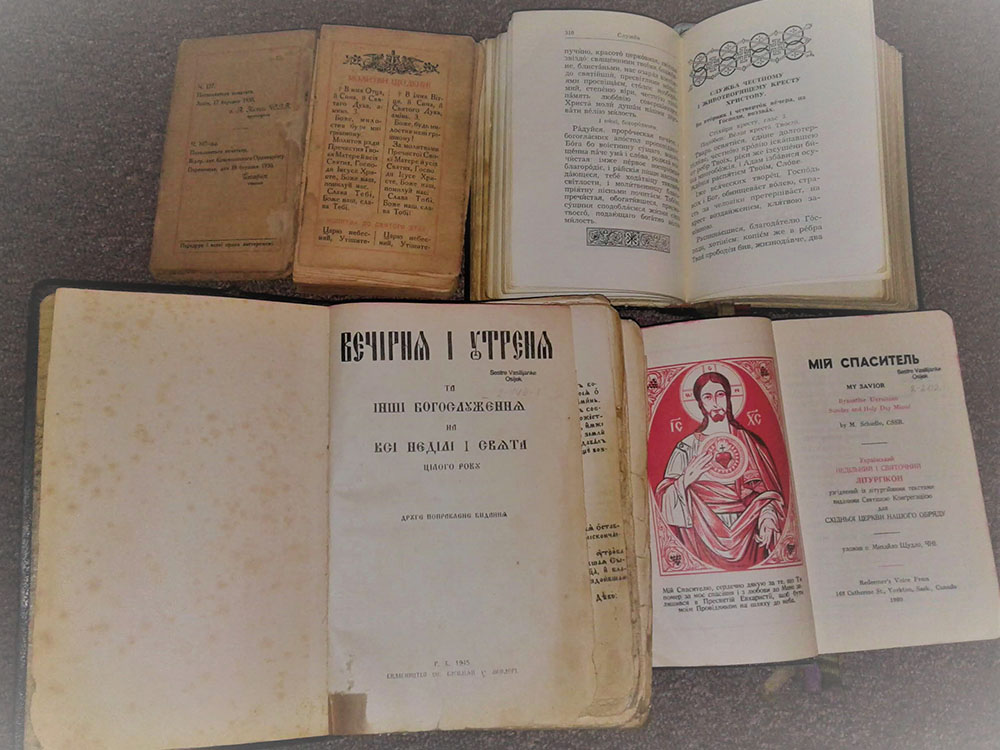Old prayer books in Ukrainian and Church Slavonic from the Basilian Sisters' museum in Osijek, Croatia (Courtesy of Basilian Sisters' museum, Osijek, Croatia)