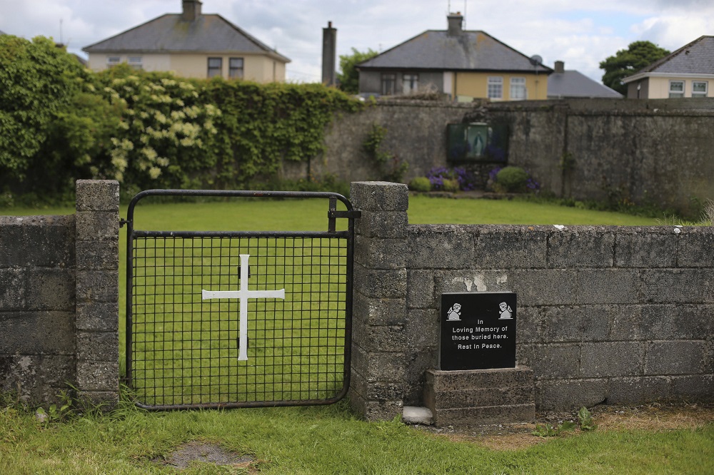 The site of a mass grave for children who died in the Tuam mother and baby home in Tuam, County Galway, Ireland, on June 4, 2014. (PA via AP/Niall Carson) 