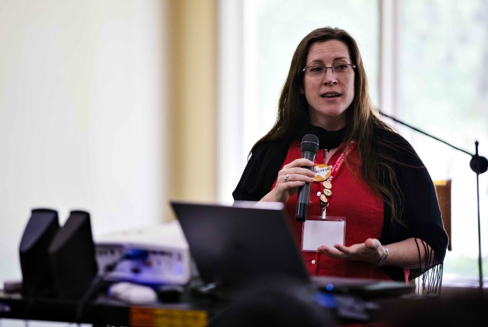 Ann David gives a presentation at a curriculum workshop for Called and Consecrated in 2018 at the Oblate School of Theology in San Antonio. (Courtesy of Chris Stokes)