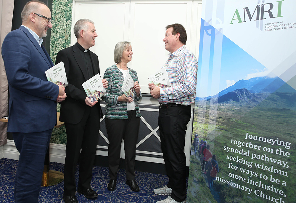 Members of the leadership team of the Association of Leaders of Missionaries and Religious of Ireland, from left: David Rose; Abbot Brendan Coffey; Sr. Mary Hanrahan; and Ted Dunn. (Courtesy of AMRI) Members of the leadership team of the Association of Leaders of Missionaries and Religious of Ireland, from left: David Rose; Abbot Brendan Coffey; Sr. Mary Hanrahan; and Ted Dunn. (Courtesy of AMRI)