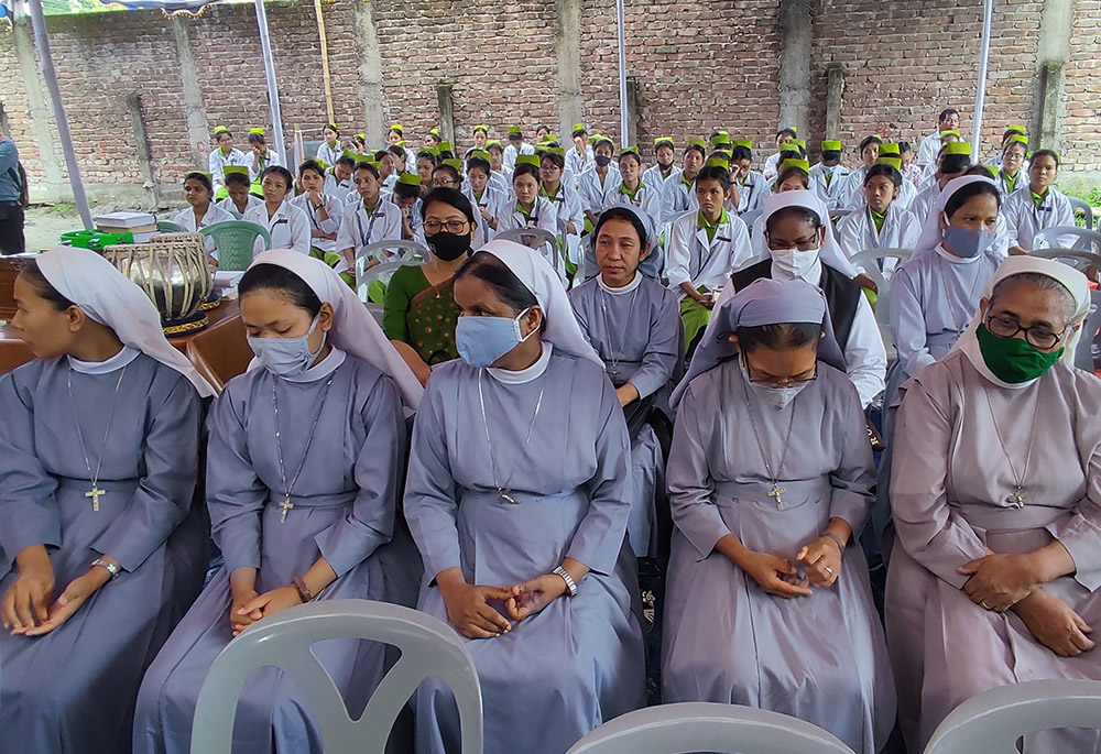 Nuns, their students and other guests attend the foundation stone laying ceremony of Salesian Sisters' Nursing College in Mymensingh, Bangladesh, on June 10.  (Sumon Corraya) 