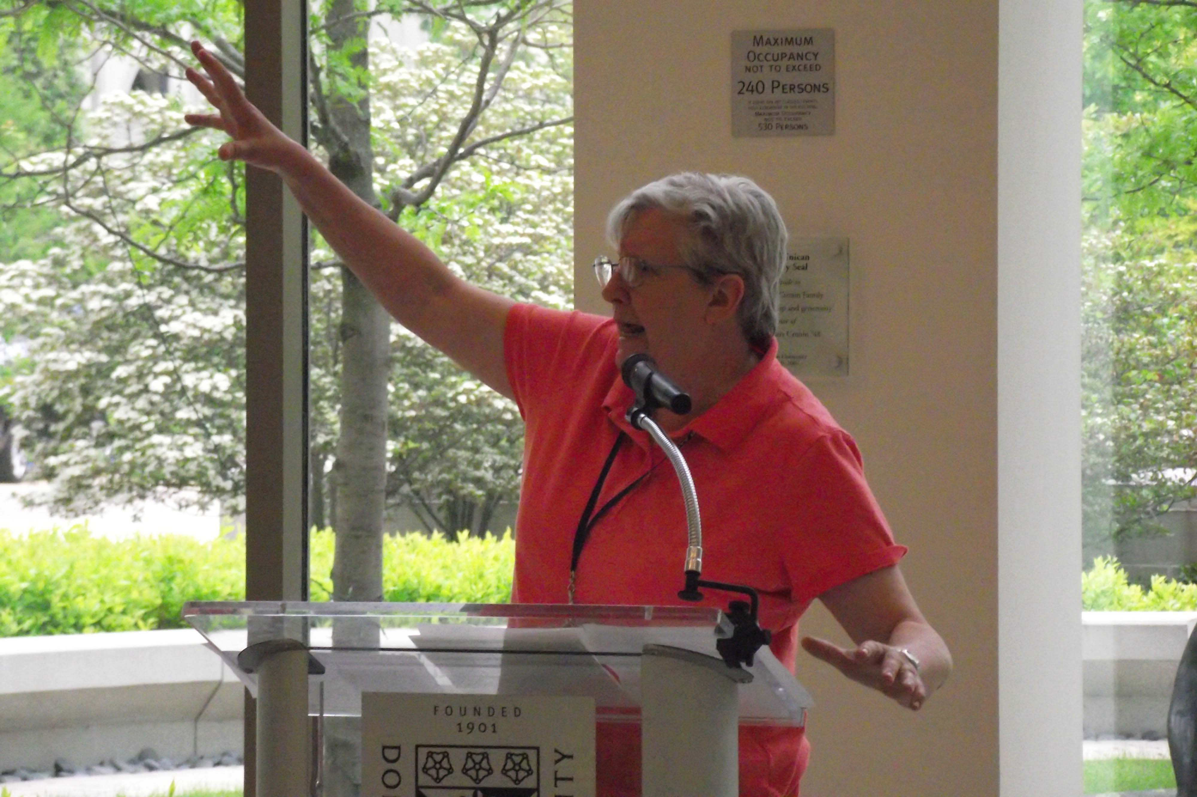 Dominican Sr. Barbara Schwarz presents a keynote on "Arts as Preaching" at the Dominican College Preaching in Action Conference, which she said she usually does every year. (Courtesy of Barbara Schwarz) Dominican Sr. Barbara Schwarz presents a keynote on "Arts as Preaching" at the Dominican College Preaching in Action Conference, which she said she usually does every year. (Courtesy of Barbara Schwarz)