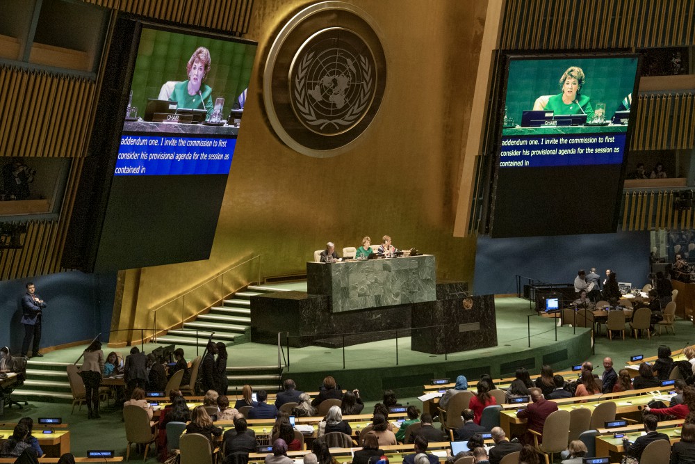 The opening session of the 2019 Commission on the Status of Women at the United Nations headquarters in New York City (U.N. photo) The opening session of the 2019 Commission on the Status of Women at the United Nations headquarters in New York City (U.N. photo)