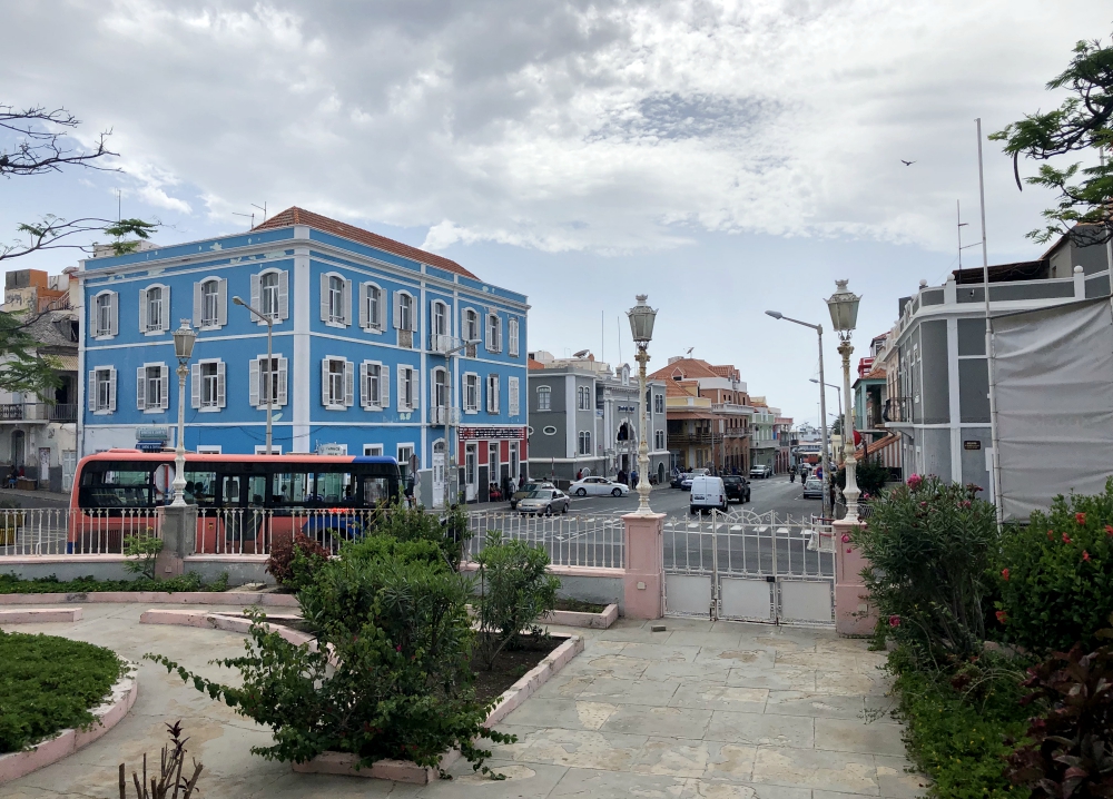 One of the main streets in Mindelo from the steps of the former governor's palace, now a museum (Dana Wachter)