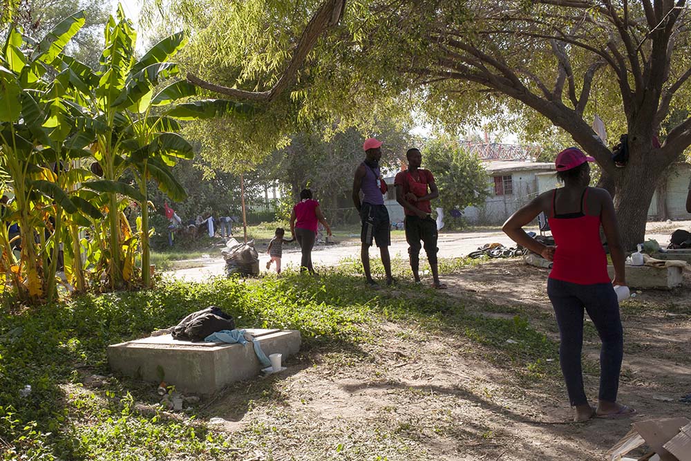 Haitians at an immigration camp Sept. 22 in Ciudad Acuña, Mexico, where they were sheltering after they arrived en masse. (Nuri Vallbona)