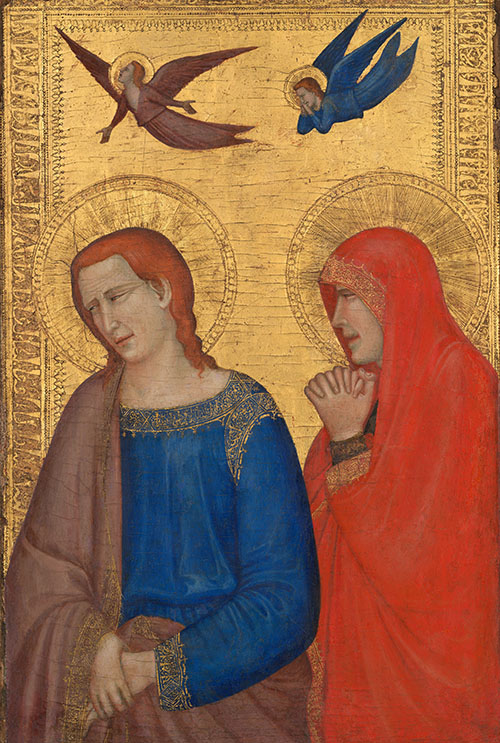 Sts. John the Evangelist and Mary Magdalene, in a painting by a Neapolitan follower of Giotto, circa 1335–45 (Metropolitan Museum of Art)