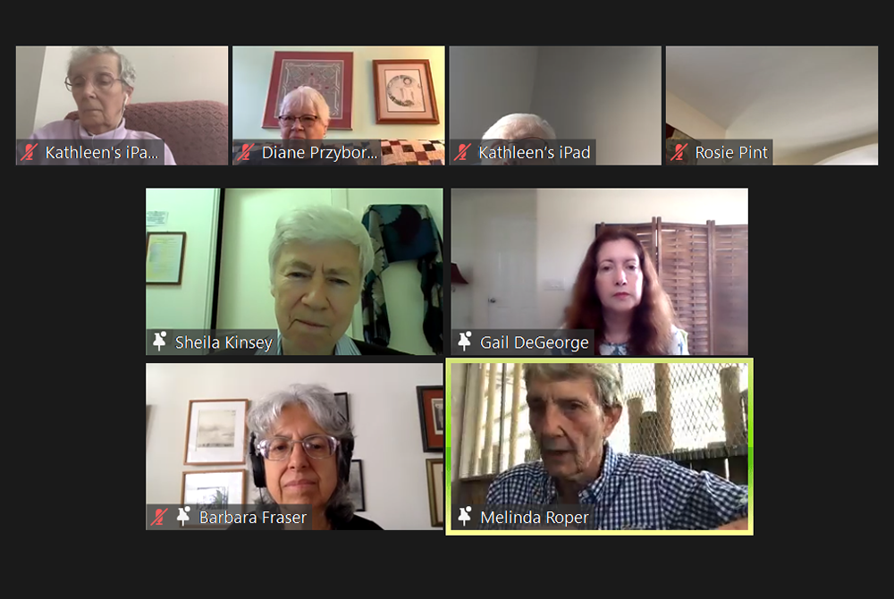 A screenshot of an April 13 Global Sisters Report "Witness and Grace" webinar that featured Srs. Sheila Kinsey and Melinda Roper who discussed their respective parts in the Sowing Hope for the Planet campaign and a Maryknoll ministry in Panama called the A screenshot of an April 13 Global Sisters Report "Witness and Grace" webinar that featured Srs. Sheila Kinsey and Melinda Roper who discussed their respective parts in the Sowing Hope for the Planet campaign and a Maryknoll ministry in Panama called the