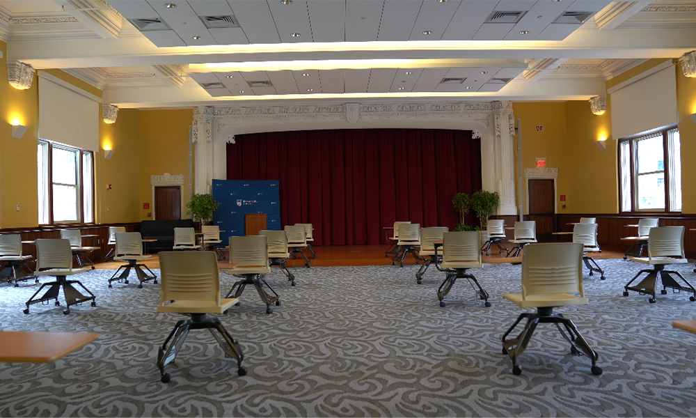 Emmanuel College's auditorium will be one of the unconventional spaces the college uses for classes when 60% of its students return to campus next semester. (Courtesy of Emmanuel College) Emmanuel College's auditorium will be one of the unconventional spaces the college uses for classes when 60% of its students return to campus next semester. (Courtesy of Emmanuel College)