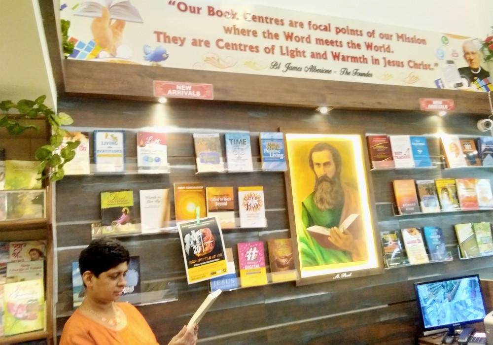 Maria Barretto, a schoolteacher, buys books for free distribution among friends. (Lissy Maruthanakuzhy)