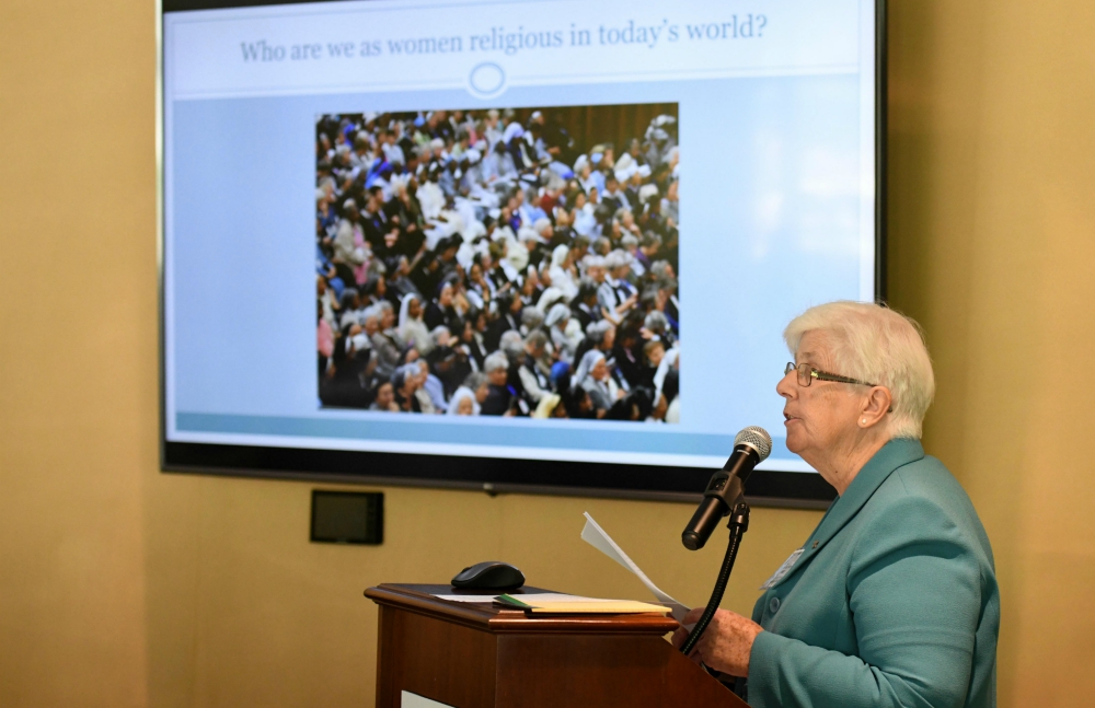 Sr. Pat Murray addresses participants at the Sept. 18-20 Conrad N. Hilton Foundation convening in Westlake Village, near Los Angeles. (Courtesy of the Conrad N. Hilton Foundation) Sr. Pat Murray addresses participants at the Sept. 18-20 Conrad N. Hilton Foundation convening in Westlake Village, near Los Angeles. (Courtesy of the Conrad N. Hilton Foundation)