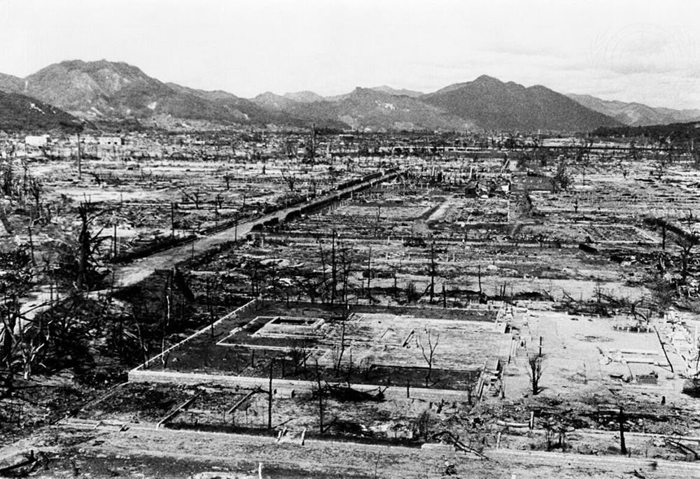 Ruins of Hiroshima, Japan, following the detonation of an atomic bomb that the United States dropped Aug. 6, 1945, during World War II (UN photo/Eluchi Matsumoto)