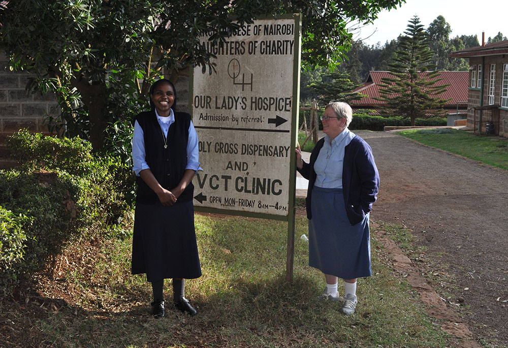 Sr. Mary Mukui and Sr. Deborah Mallott of the Daughters of Charity of St Vincent De Paul outside Our Lady's Hospice, in Thigio, Kenya. The Daughters of Charity opened the hospice in 2010; it has provided palliative care to 568 patients. (Lourine Oluoch) Sr. Mary Mukui and Sr. Deborah Mallott of the Daughters of Charity of St Vincent De Paul outside Our Lady's Hospice, in Thigio, Kenya. The Daughters of Charity opened the hospice in 2010; it has provided palliative care to 568 patients. (Lourine Oluoch)