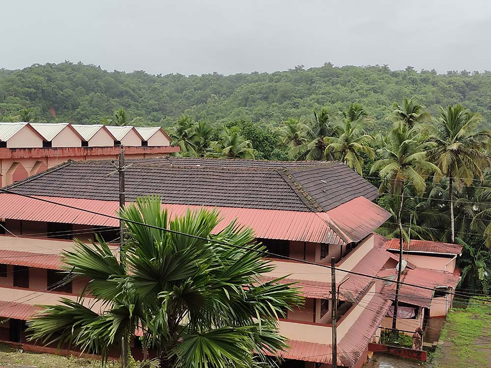 The verdant valley and hill across the road from the veranda of our convent reminds me of the valley near Mount Golgotha in Jerusalem. (Courtesy of Molly Fernandes)