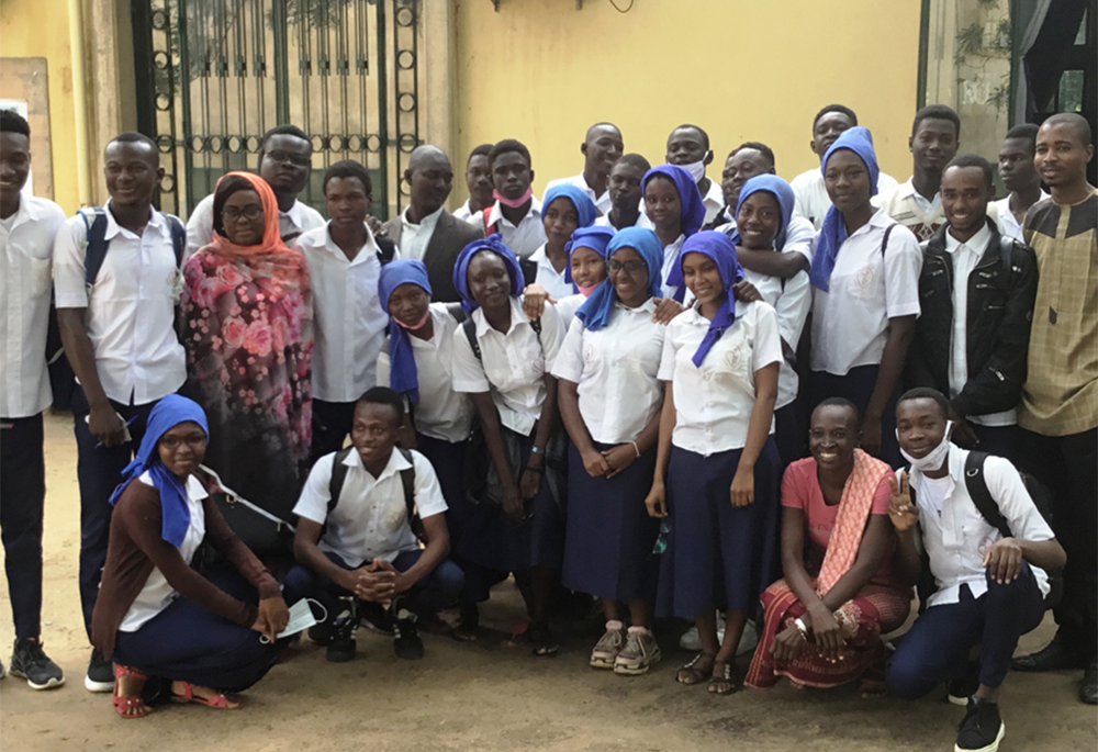 Sr. Juliette N'guémta Nakoye Mannta, lower right, is pictured with some of her students in Atrone, in N'Djamena, Chad. She believes educating youth helps counter negative national trends. (Courtesy of Juliette N'guémta Nakoye Mannta)