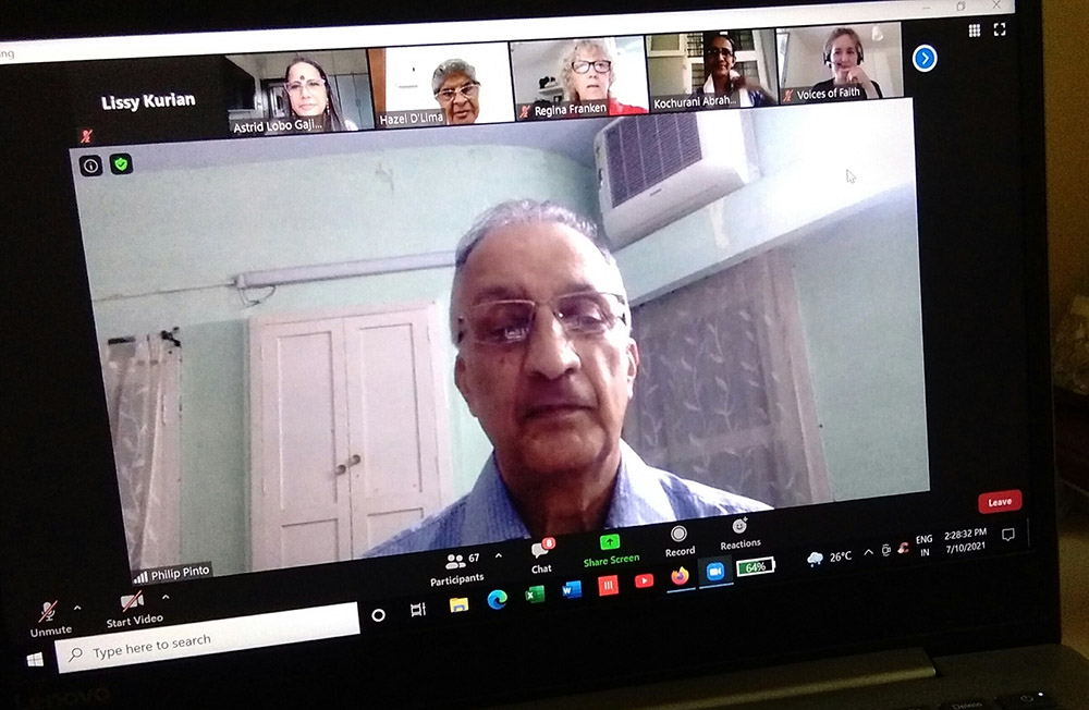 Christian Br. Philip Pinto addresses an international webinar held July 10 to explain the findings of a study on the status of women religious in India. (Lissy Maruthanakuzhy)