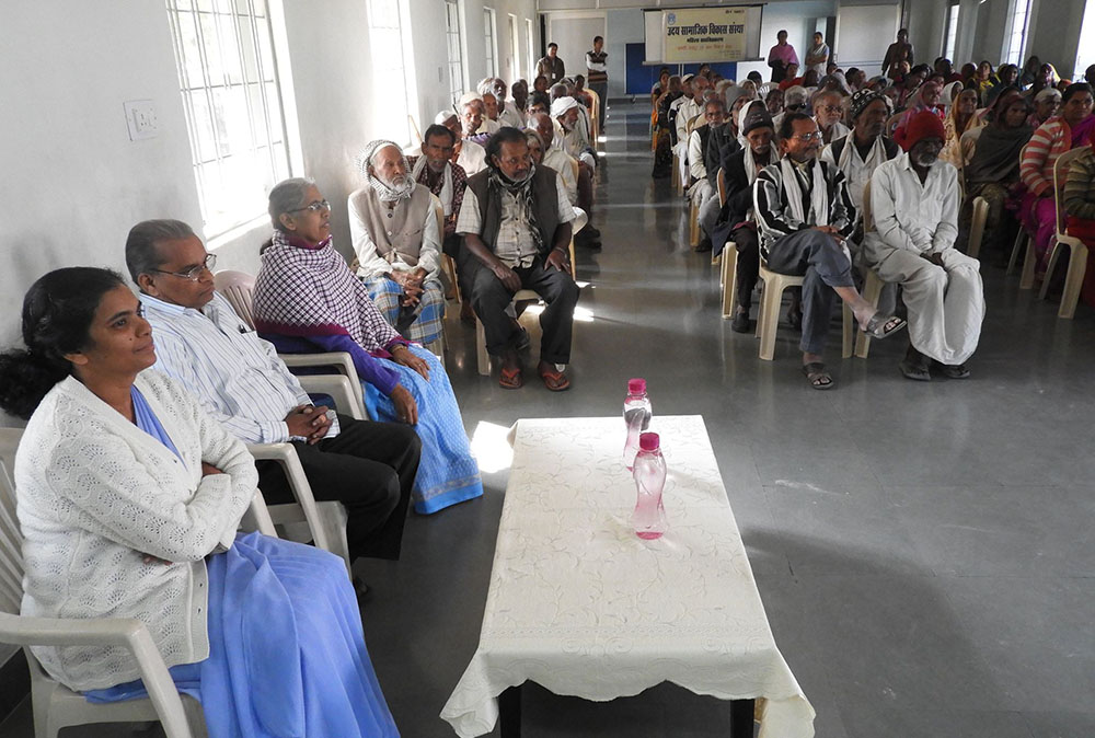Sr. Lizy Thomas (left) attends a special Christmas function for elders from a poor economic background, organized by the Missionary Sisters Servants of the Holy Spirit nuns in Bhopal, capital of Central Indian state of Madhya Pradesh, in 2019.