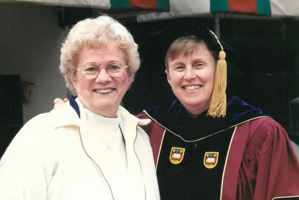 Sr. Jane Herb, right, with her mother, Martha, after Jane graduated with her doctorate from Boston College in 1997 (Courtesy of Jane Herb)