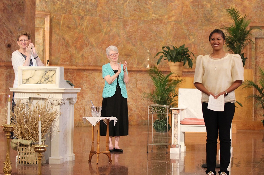 Sr. Jessica Vitente on Aug. 3, 2019, the day she became a novice with the Sisters of Providence of Saint-Mary-of-the-Woods (Courtesy of the Sisters of Providence of Saint-Mary-of-the-Woods)