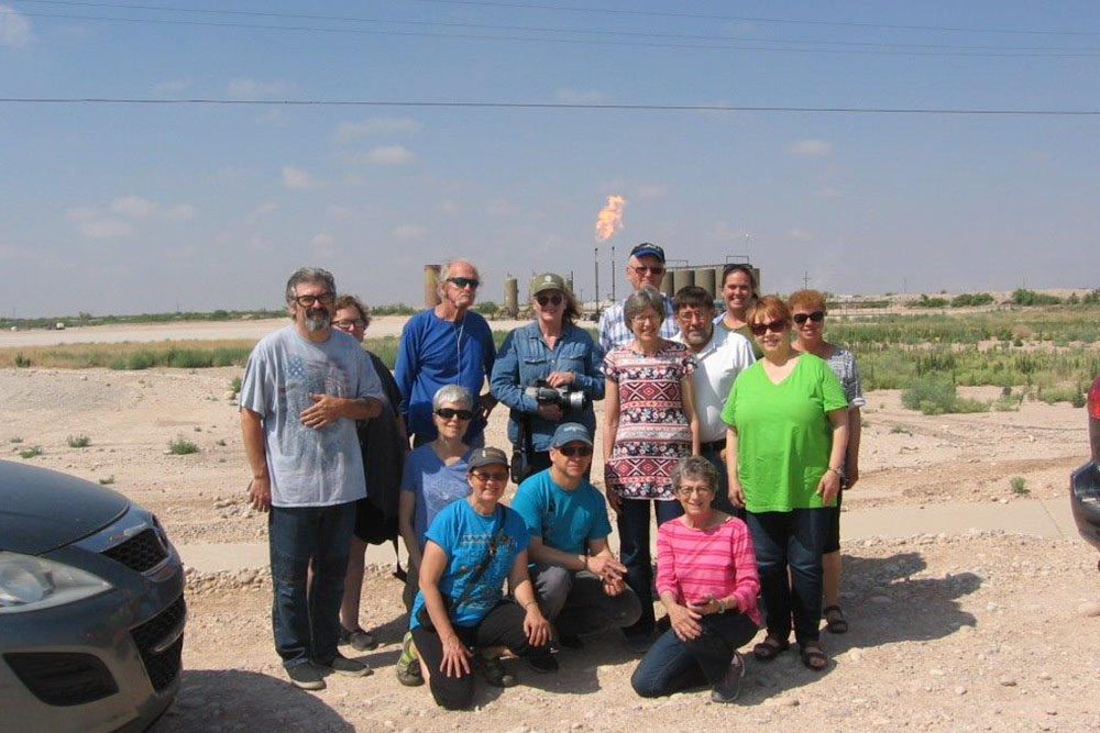 Environmental activists recently gather in the southeast New Mexico region, known as the Permian Basin, to assess problems related to methane pollution by a company apparently in violation of state law.