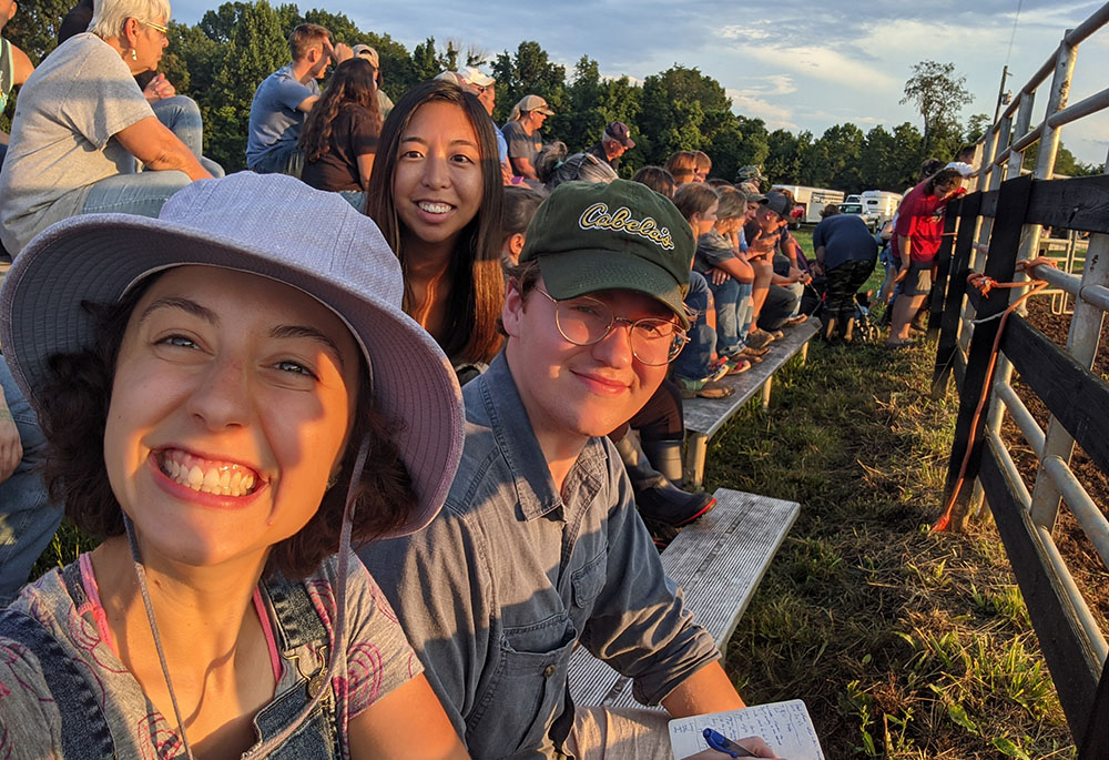 Last summer, I visited the Nelson County Fair's rodeo, a much-anticipated event in the community, with two other AmeriCorps volunteers, Jane Rudnick (above, center) and River Fuchs (right). (Courtesy of Julia Gerwe)