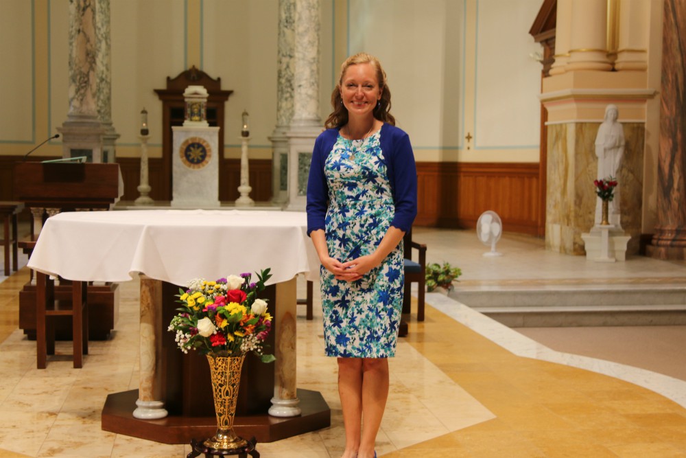 Sister of Charity of Cincinnati Tracy Kemme on July 25, the day she professed perpetual vows, in the Chapel of the Immaculate Conception at the Mount St. Joseph Motherhouse (Courtesy of the Sisters of Charity of Cincinnati)