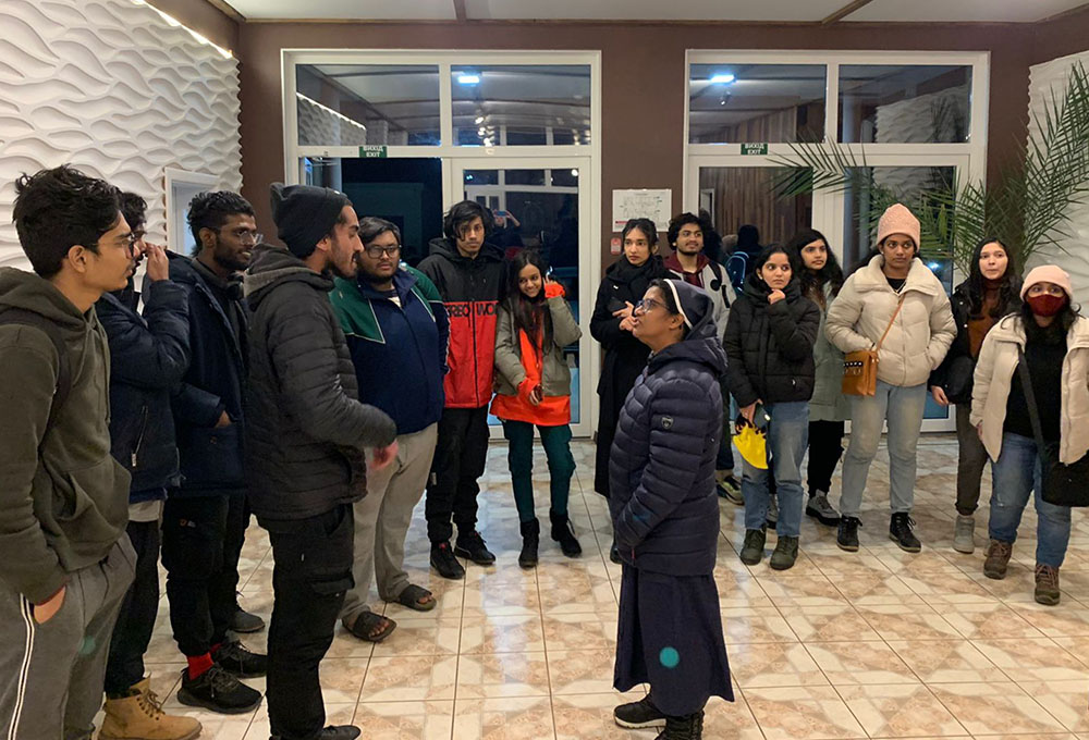 Sr. Ligi Payyappilly, a member of the Sisters of St. Joseph of Saint-Marc, with international students at her convent in in Mukachevo, a town in western Ukraine (Courtesy of Ligi Payyappilly)