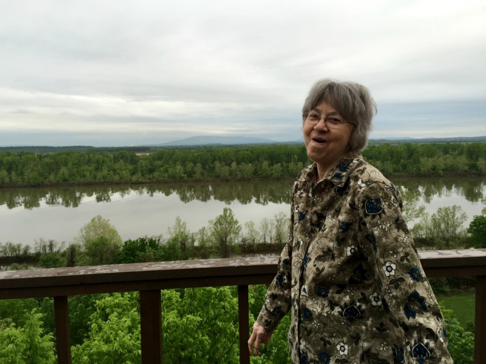 Benedictine Sr. Macrina Wiederkehr on a walk with the writer (Judith Valente)