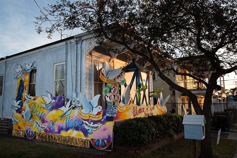 The house of Presentation Srs. Mary Lou Specha and Julie Marsh after it was turned into a "parade float" for Mardi Gras in New Orleans (Courtesy of Sr. Mary Lou Specha) The house of Presentation Srs. Mary Lou Specha and Julie Marsh after it was turned into a "parade float" for Mardi Gras in New Orleans (Courtesy of Sr. Mary Lou Specha)