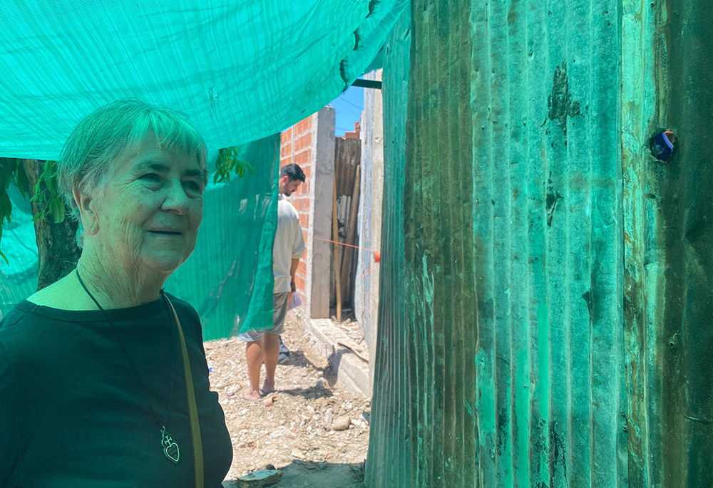 Passionist Sr. María Angélica Agorta outside a home in Villa Hidalgo, Buenos Aires, Argentina (GSR photo/Soli Salgado)