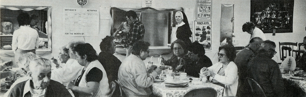 St. Joseph Sr. Mary Christine Taylor on a 1984 visit to a senior nutrition center she began at the St. Regis Mohawk Reservation (Courtesy of Catholic Extension Magazine) St. Joseph Sr. Mary Christine Taylor on a 1984 visit to a senior nutrition center she began at the St. Regis Mohawk Reservation (Courtesy of Catholic Extension Magazine)