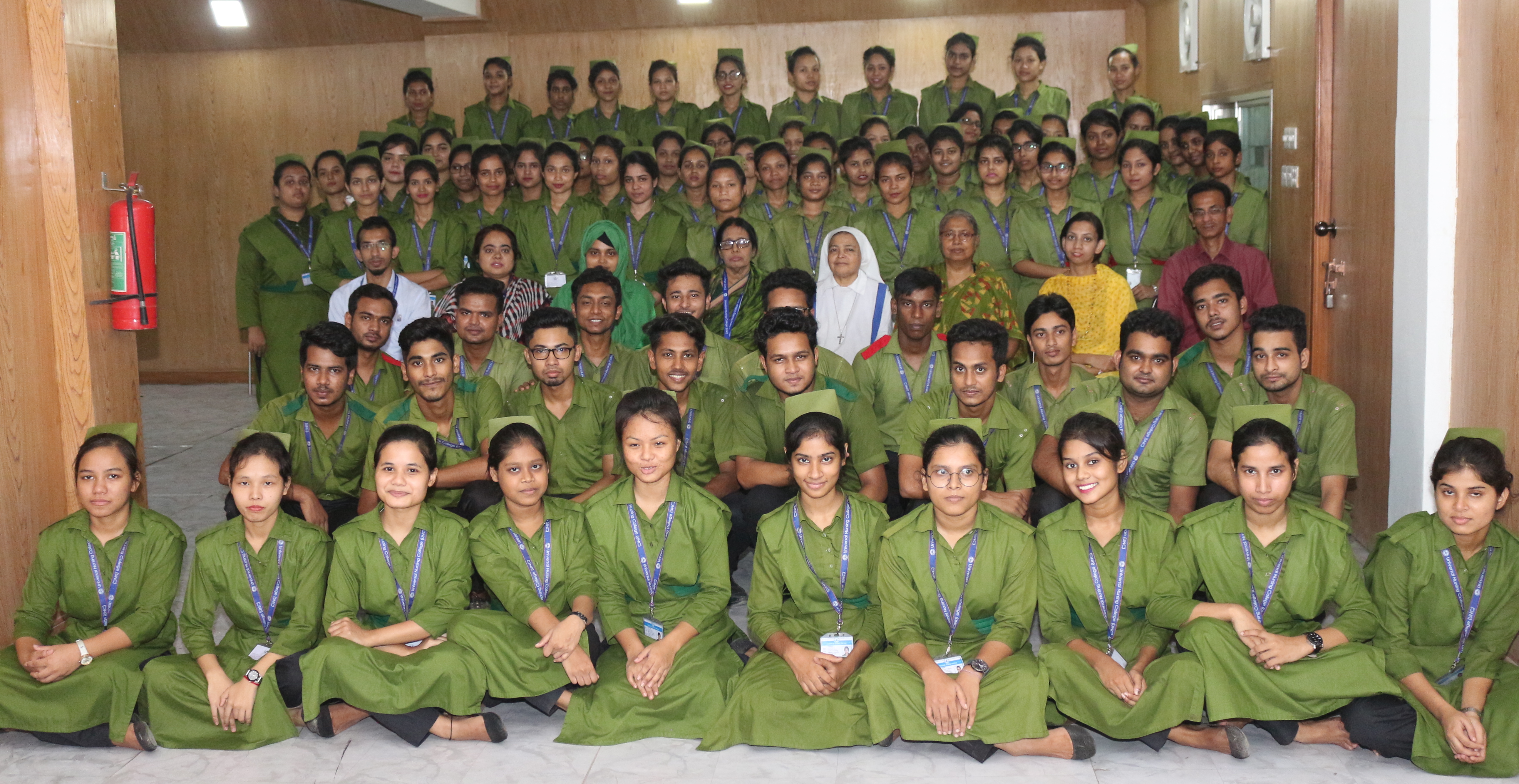 Sr. Mary Nibedita of the Associates of Mary, Queen of Apostles poses with her nursing students of Universal Medical College and Hospital. (Provided photo)