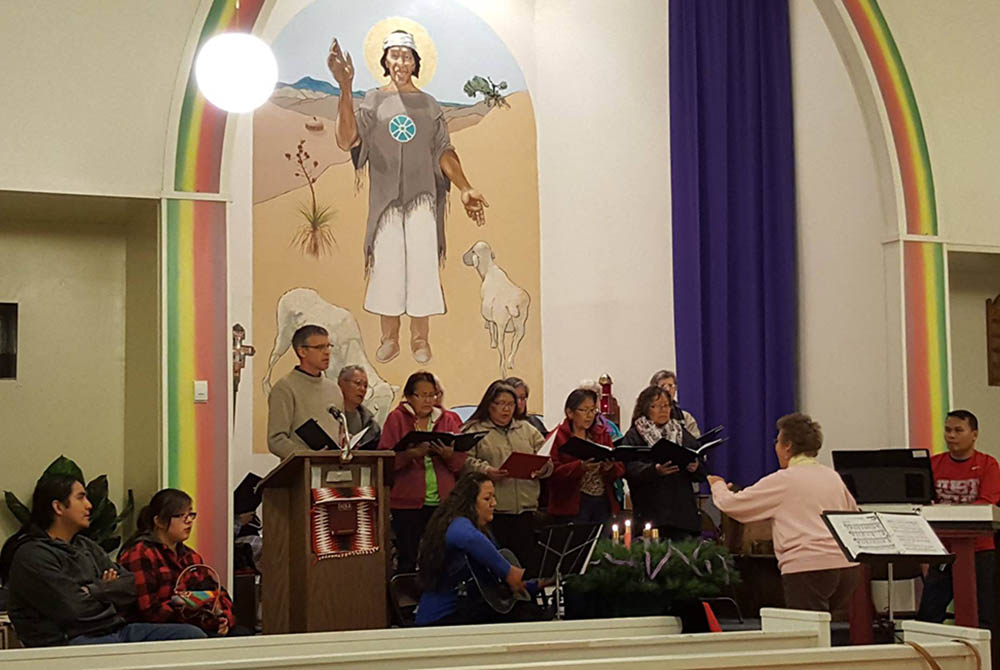 Sr. Patricia Bietsch conducts a Christmas concert rehearsal in St. Mary Mission church, December 2017. (Provided photo)