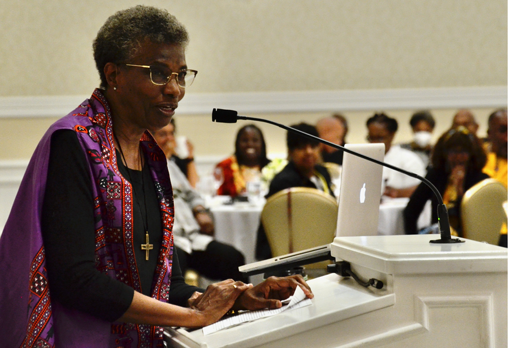 Sr. Patricia Chappell of the Sisters of Notre Dame de Namur speaks July 27 to members of the National Black Sisters' Conference at the University of Notre Dame. (GSR photo/Dan Stockman)