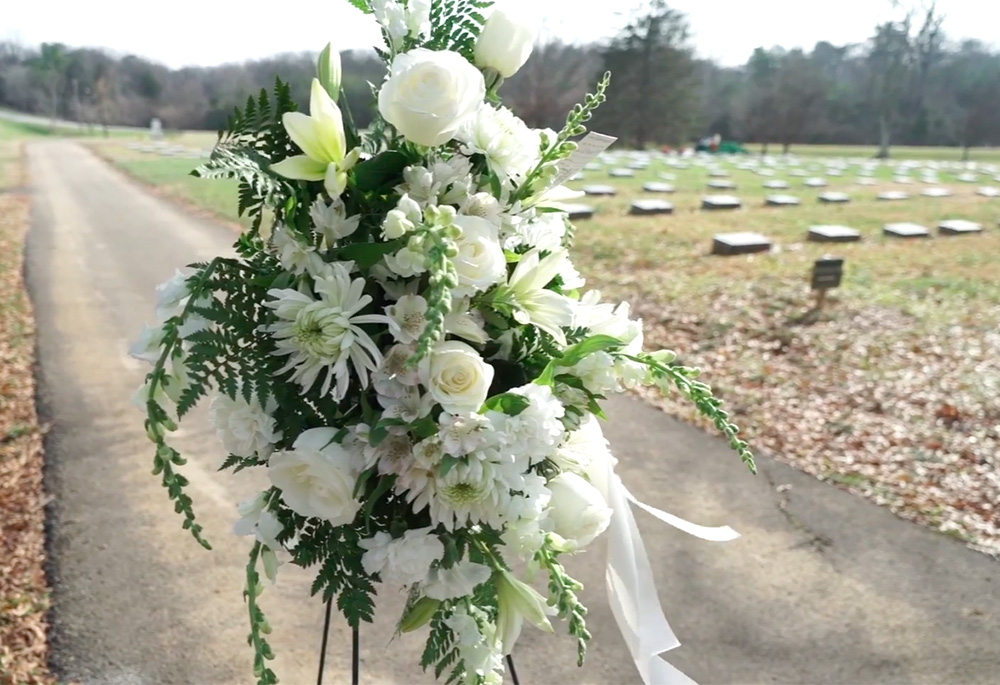 Flowers from the burial of Miriam Corcoran, a Sister of Charity of Nazareth, show the beauty of and love for Sister Miriam at Nazareth's cemetery. (Courtesy of Sisters of Charity of Nazareth)