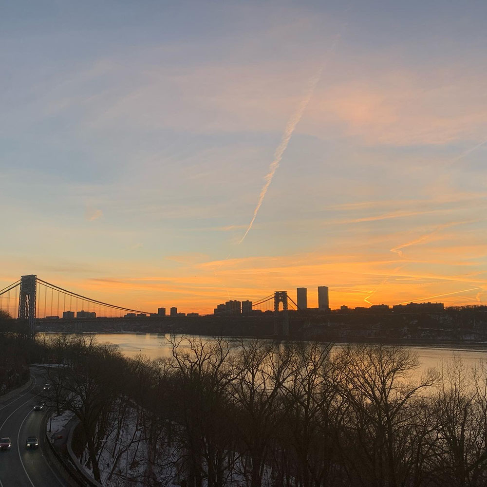 I found a new park nearby, Fort Tryon, and got to watch the sunset over the George Washington Bridge. The city was quiet, and I felt at peace. In this moment, I thanked God and remembered he is in everything. (Provided photo)